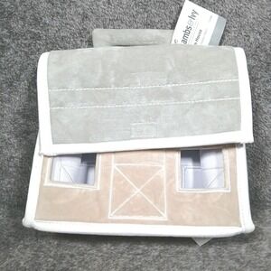 Lambs & Ivy Baby Farm House Soft Plush Barn Taupe Gray White NEW!